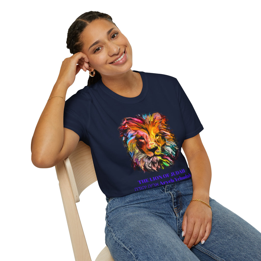 Lion of Judah Colorful Lion T-Shirt — "The Lion of Judah / Aryeh Yehudah" Graphic Tee
