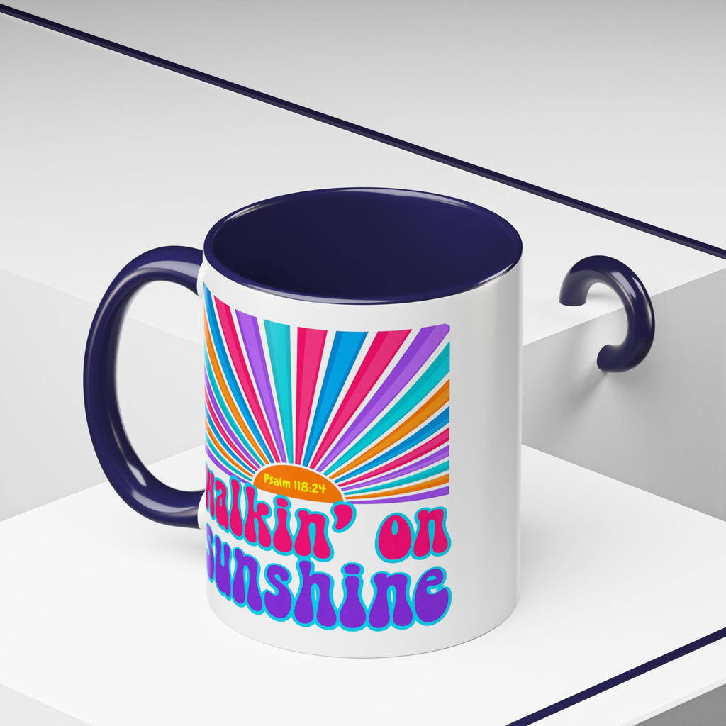 Coffee Mug — "Walkin' on Sunshine" Retro Psalm 118:24 Accent Mug