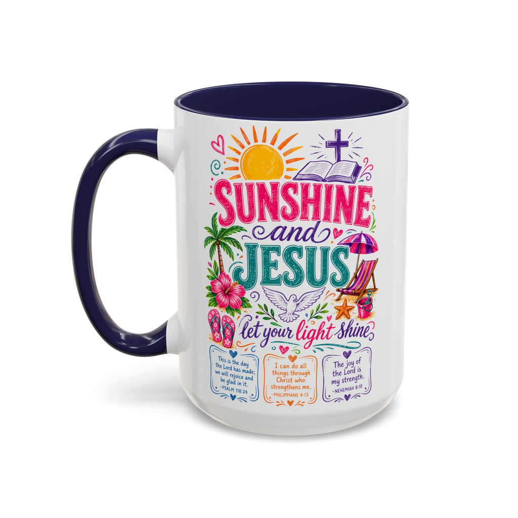 Sunshine and Jesus Coffee Mug — Faith-Inspired Beach Vibe Accent Mug (11/15oz)