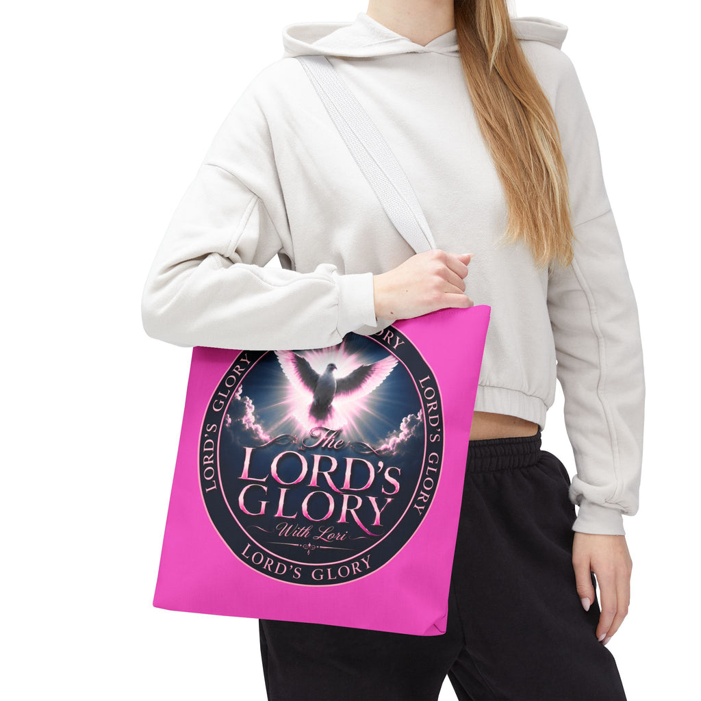 Religious Tote Bag - "The Lord's Glory with Lori" Pink All-Over-Print Christian Tote