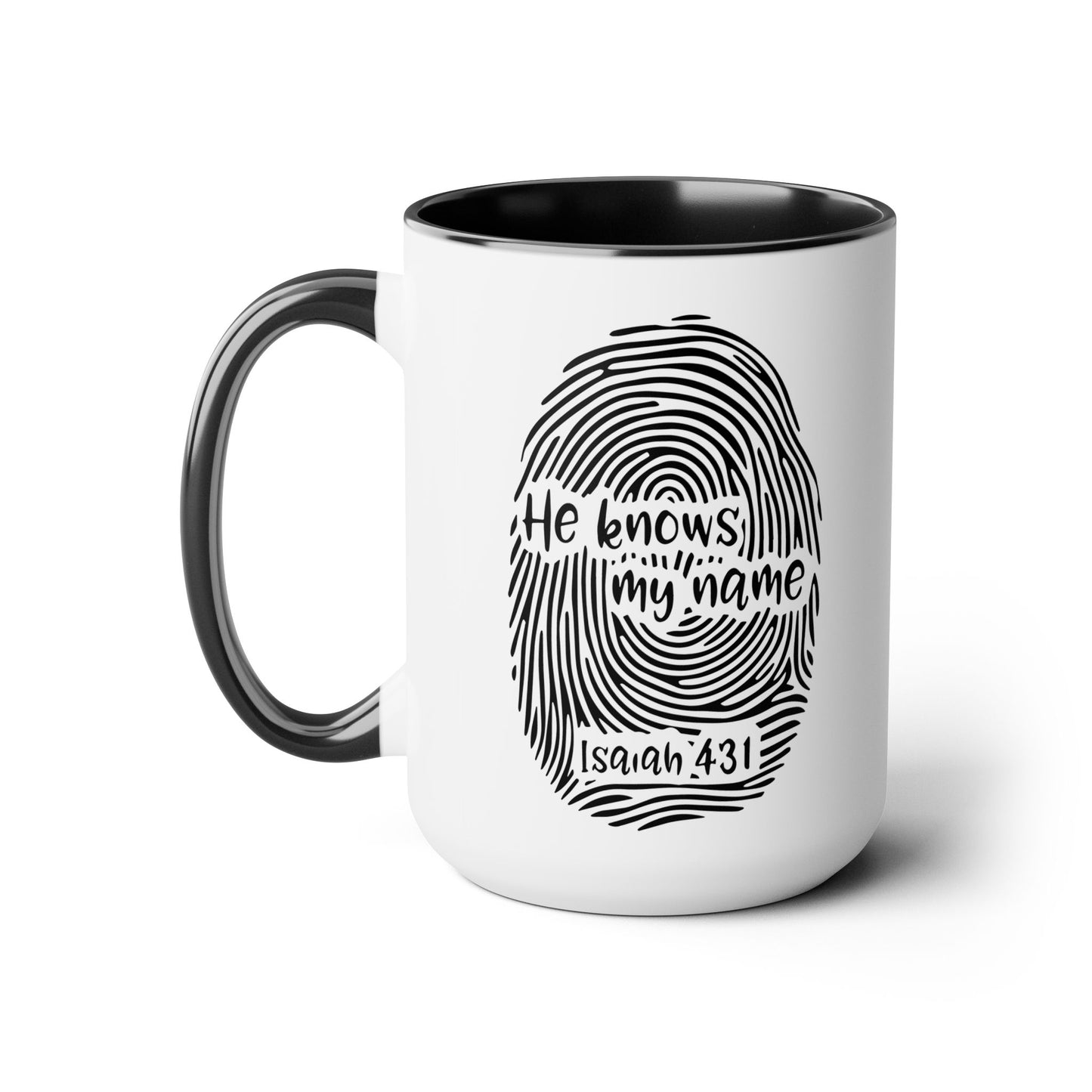 He Knows My Name - Two-Tone Coffee Mugs, 15oz