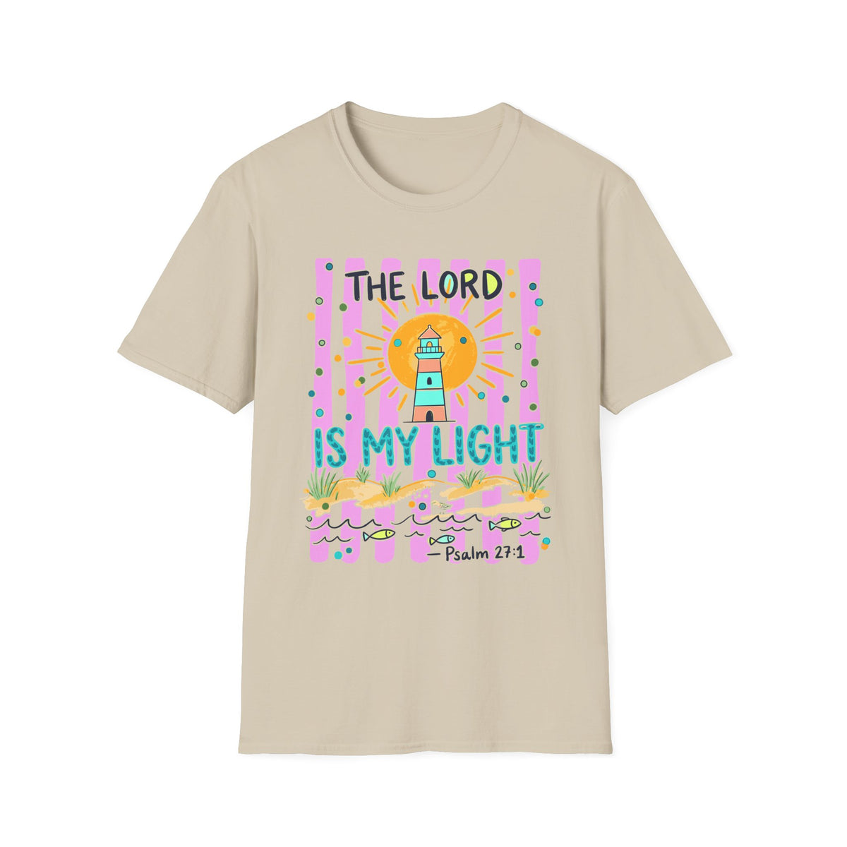 The Lord Is My Light Lighthouse Christian T-Shirt — Psalm 27:1  Inspirational Tee