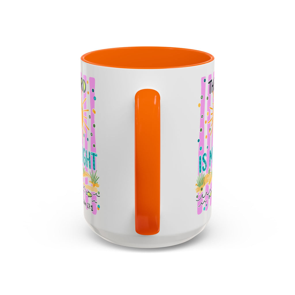Christian Coffee Mug - "The Lord Is My Light" Lighthouse Psalm 27:1 Accent Mug