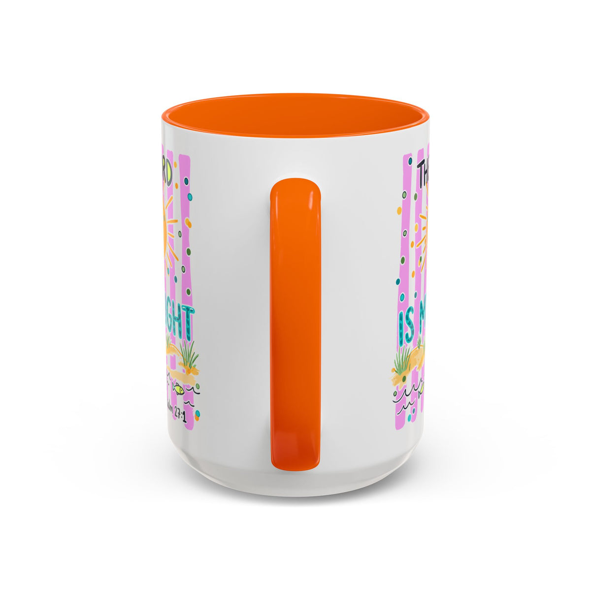 Christian Coffee Mug - "The Lord Is My Light" Lighthouse Psalm 27:1 Accent Mug
