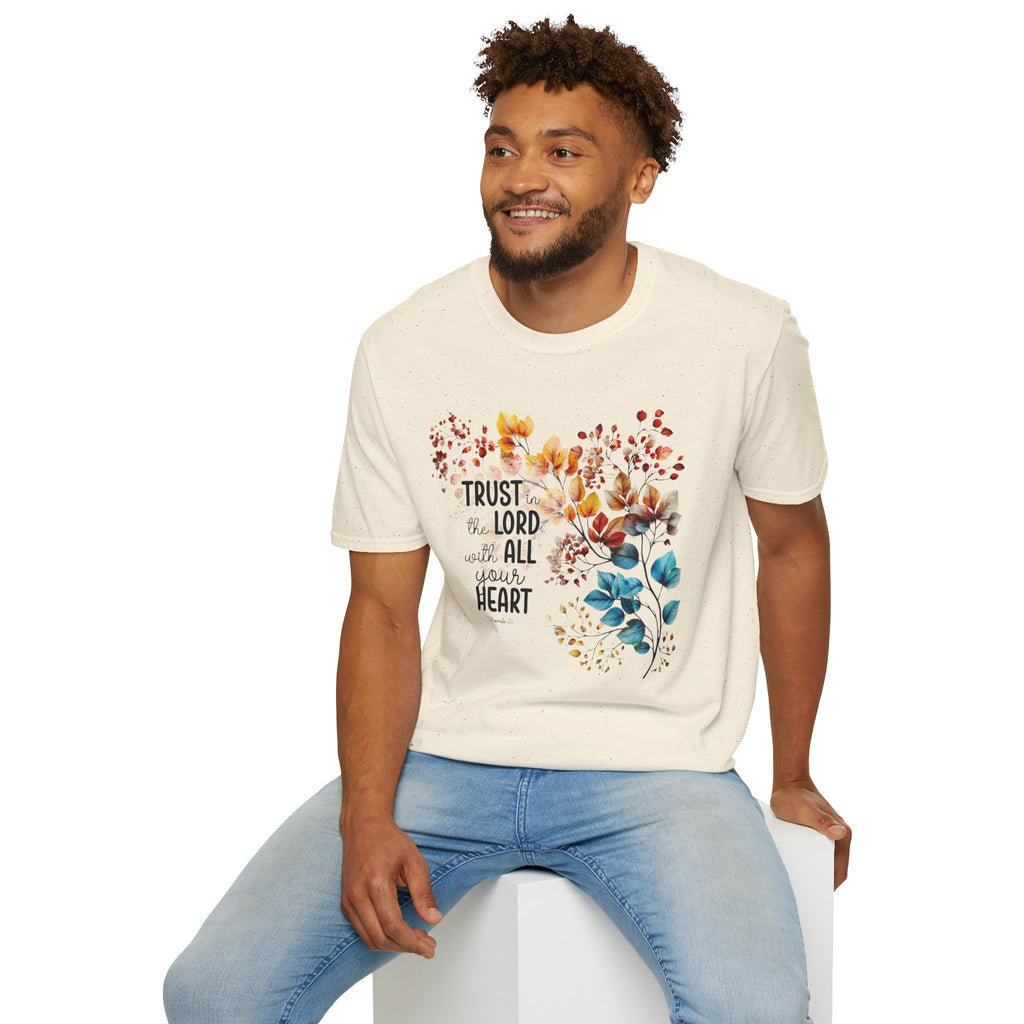 Trust the Lord with All Your Heart T-Shirt | Floral Scripture Design
