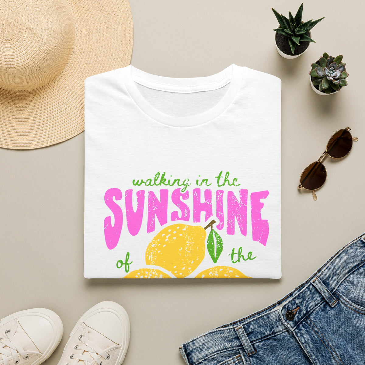 Walking on the Sunshine of the Lord T‑Shirt — Bright Lemon Faith Tee