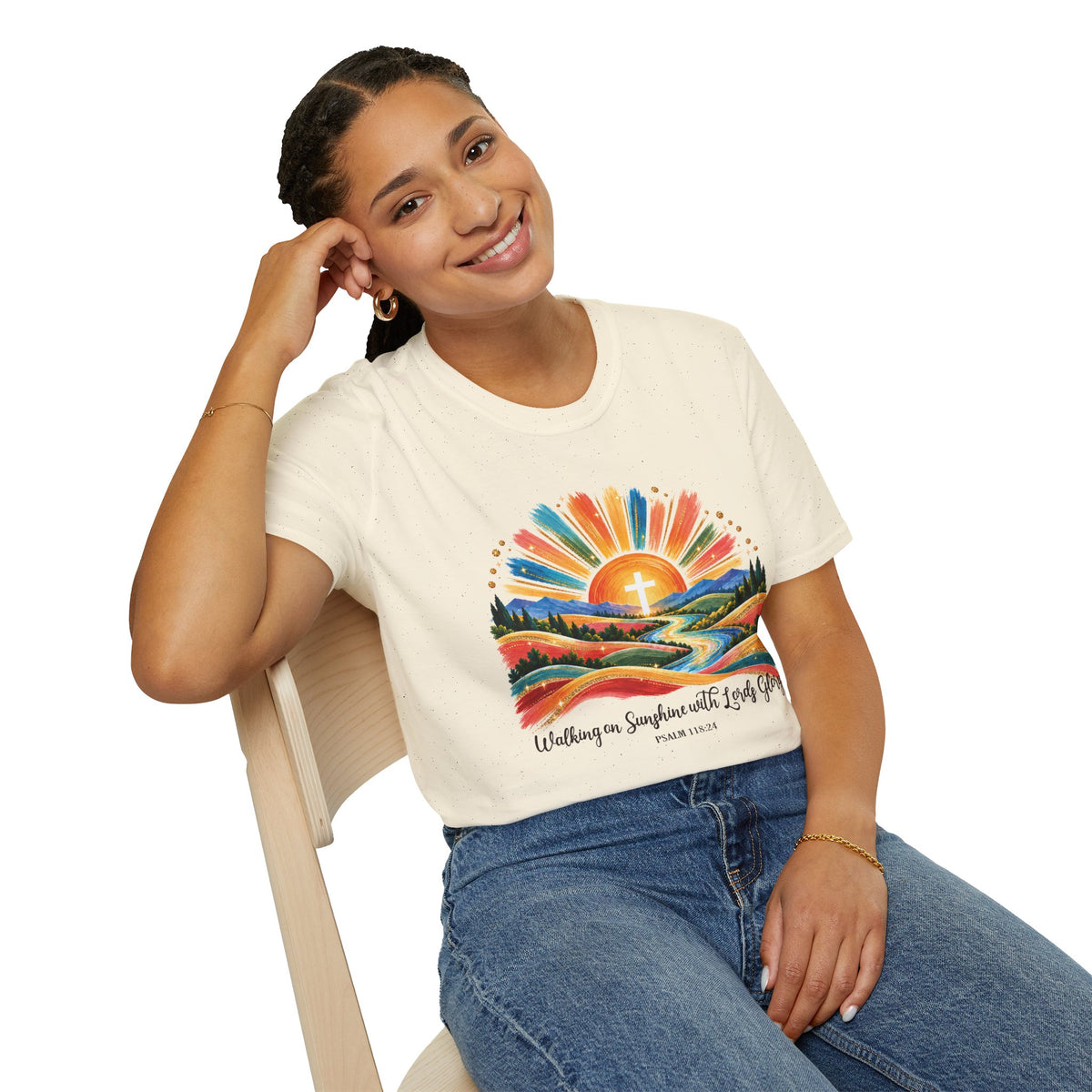 Walking On Sunshine with Lords Glory - with Lori Faith and Hope Christian Sunrise T-Shirt
