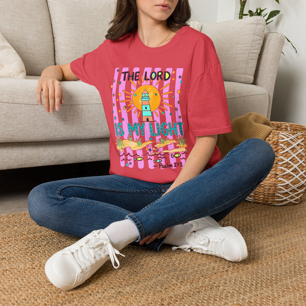 The Lord Is My Light Lighthouse Christian T-Shirt — Psalm 27:1  Inspirational Tee