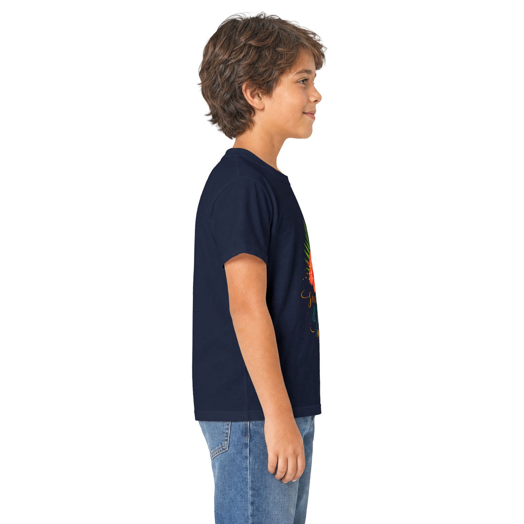 Kids Tee — Sunshine & Jesus Floral Cross Christian Graphic