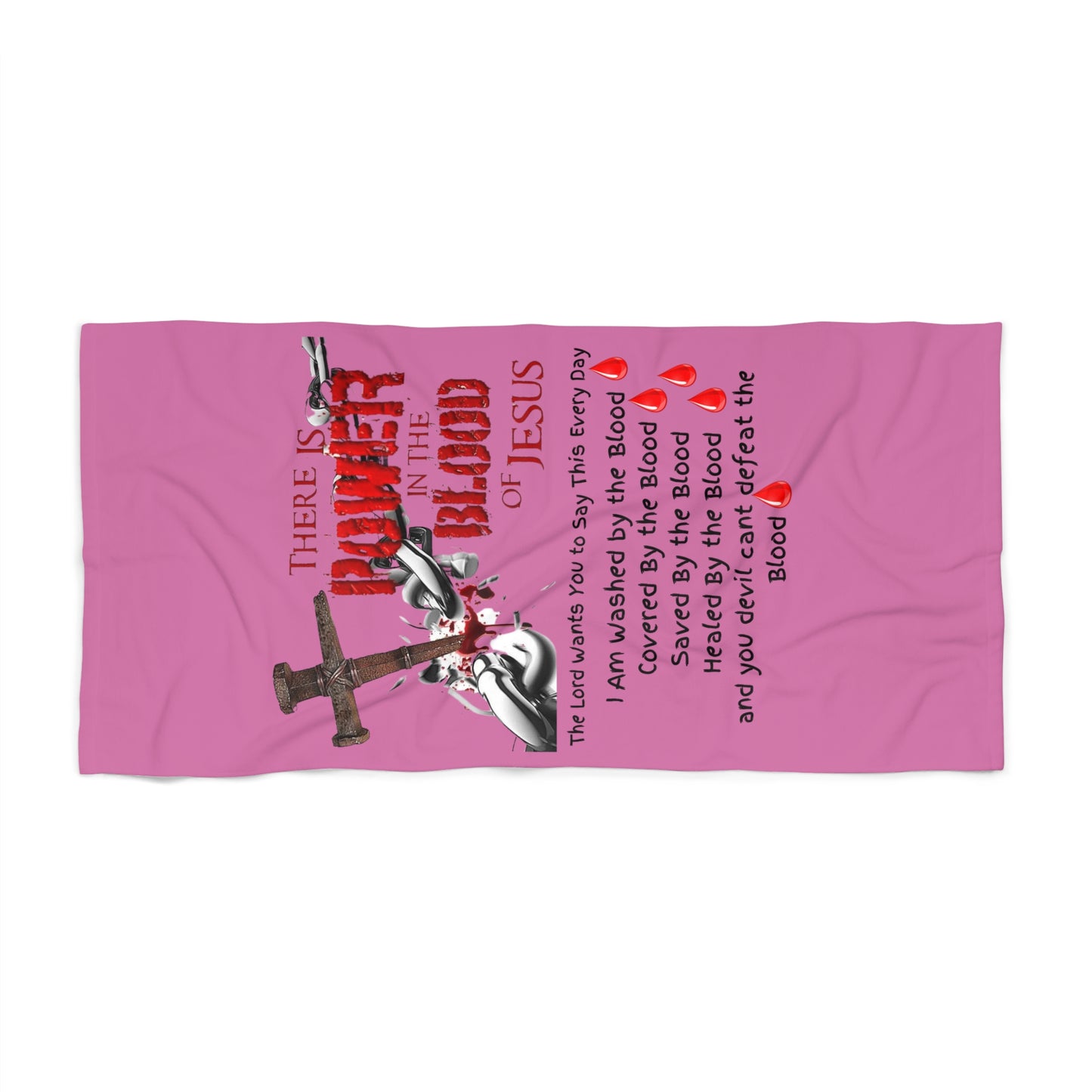 The Power of the Blood of Jesus - Dark Pink Beach Towel