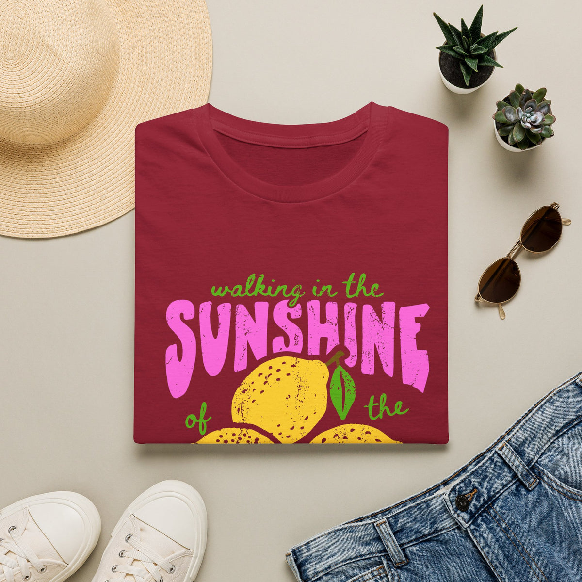 Walking on the Sunshine of the Lord T‑Shirt — Bright Lemon Faith Tee