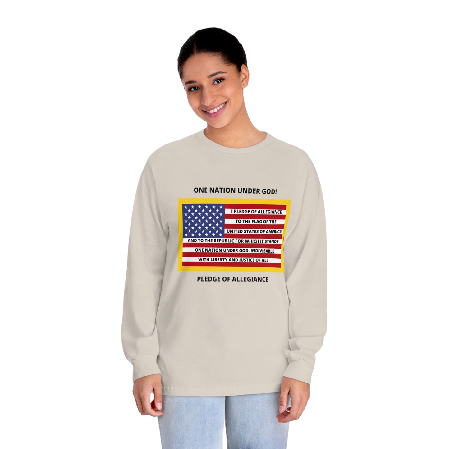 Pledge of Allegiance One Nation Under GOD! Ultra Cotton Long Sleeve Tee