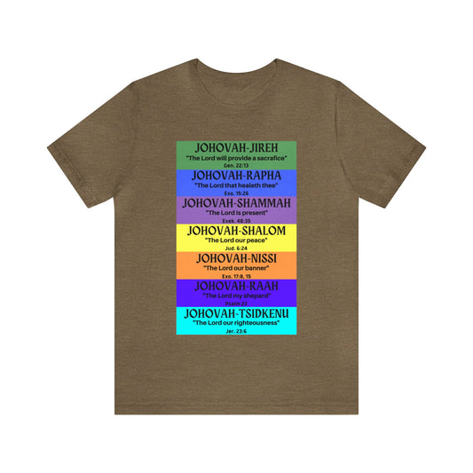 JEHOVAH's  names - Many Colors Unisex Jersey Short Sleeve Tee