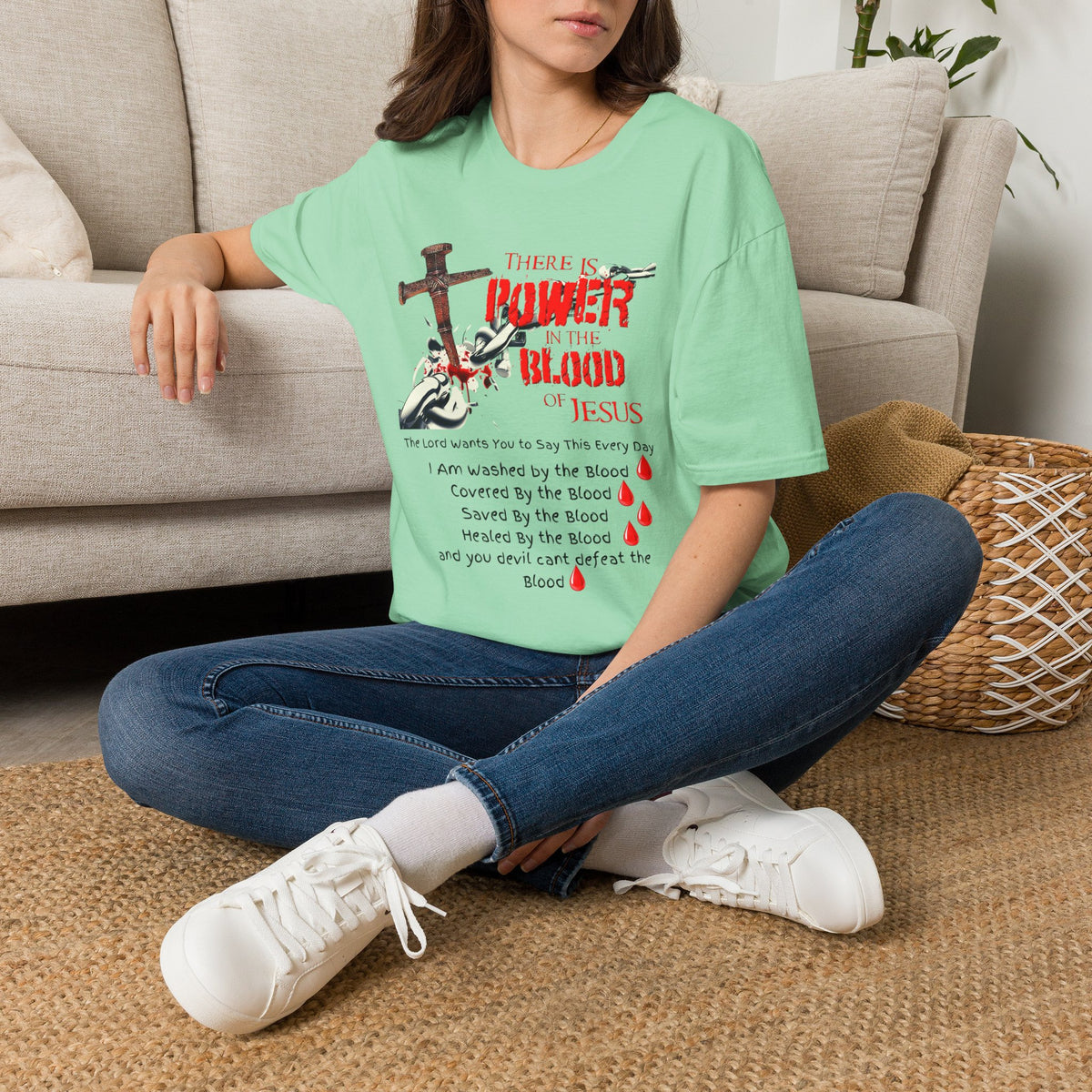 Jesus Blood Cross T-Shirt — "There Is Power In The Blood of Jesus" Christian Tee