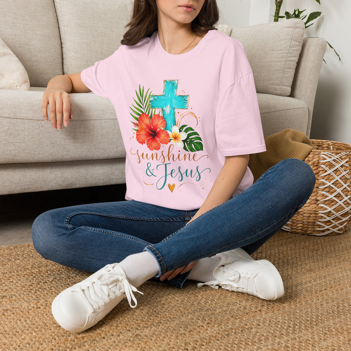 Sunshine & Jesus T-Shirt — Tropical Cross Christian Tee