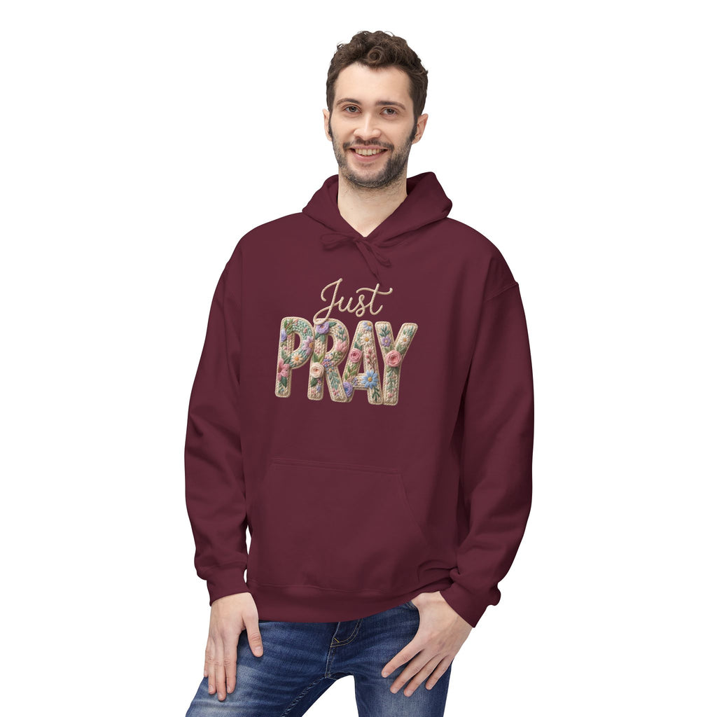Just Pray floral letters Hoodie | Faith Christian sweatshirt design