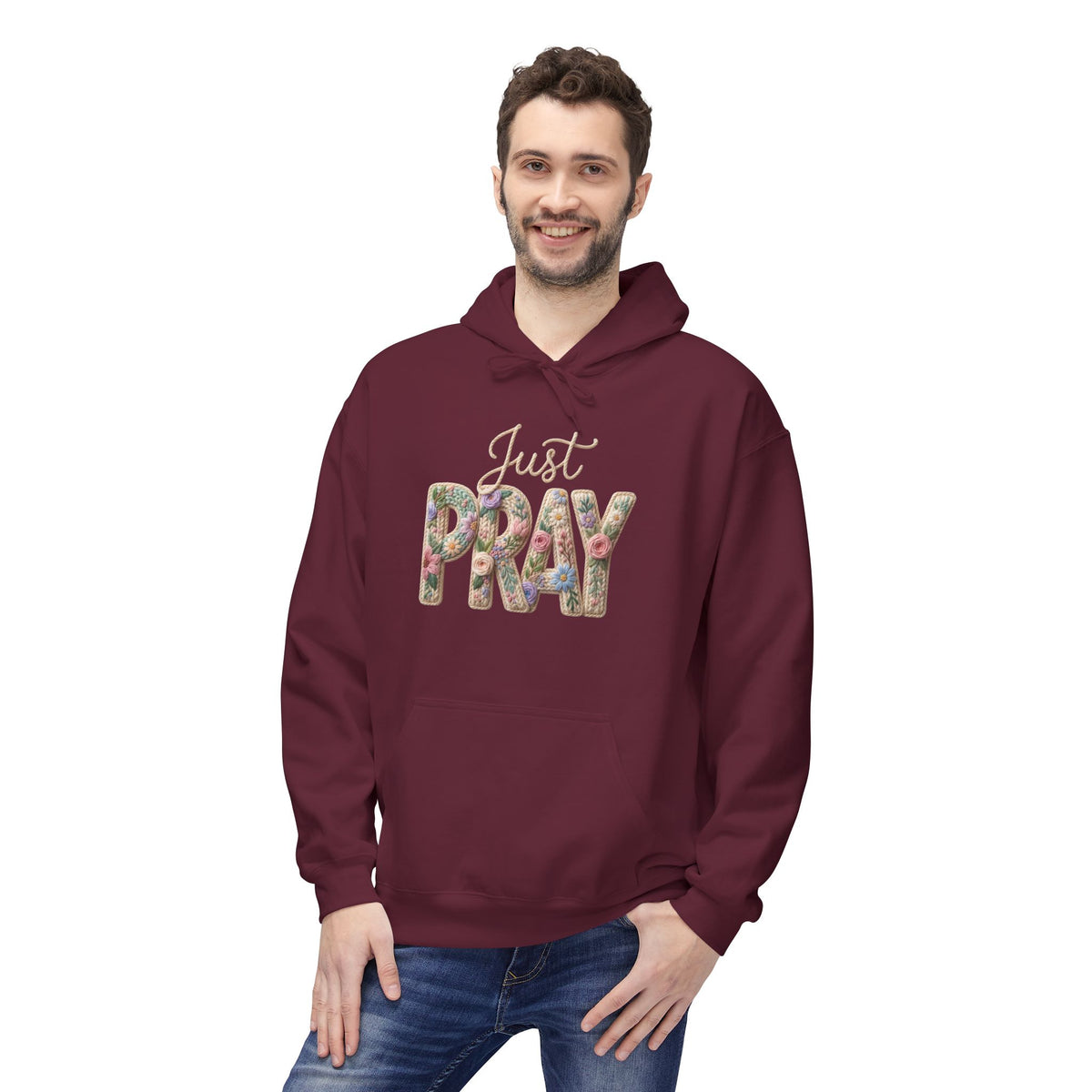 Just Pray floral letters Hoodie | Faith Christian sweatshirt design
