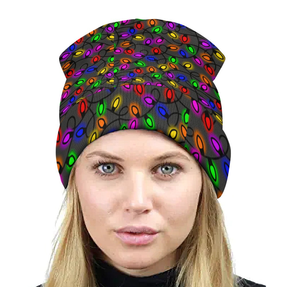Christmas Lights Full printed knitted hat