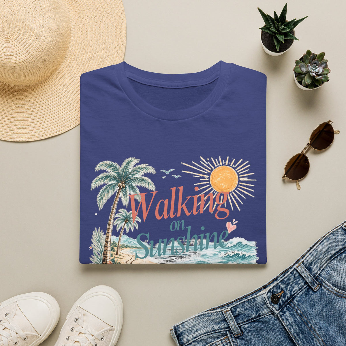 Walking on Sunshine T-Shirt — Tropical Floral Psalms 118:24 Tee
