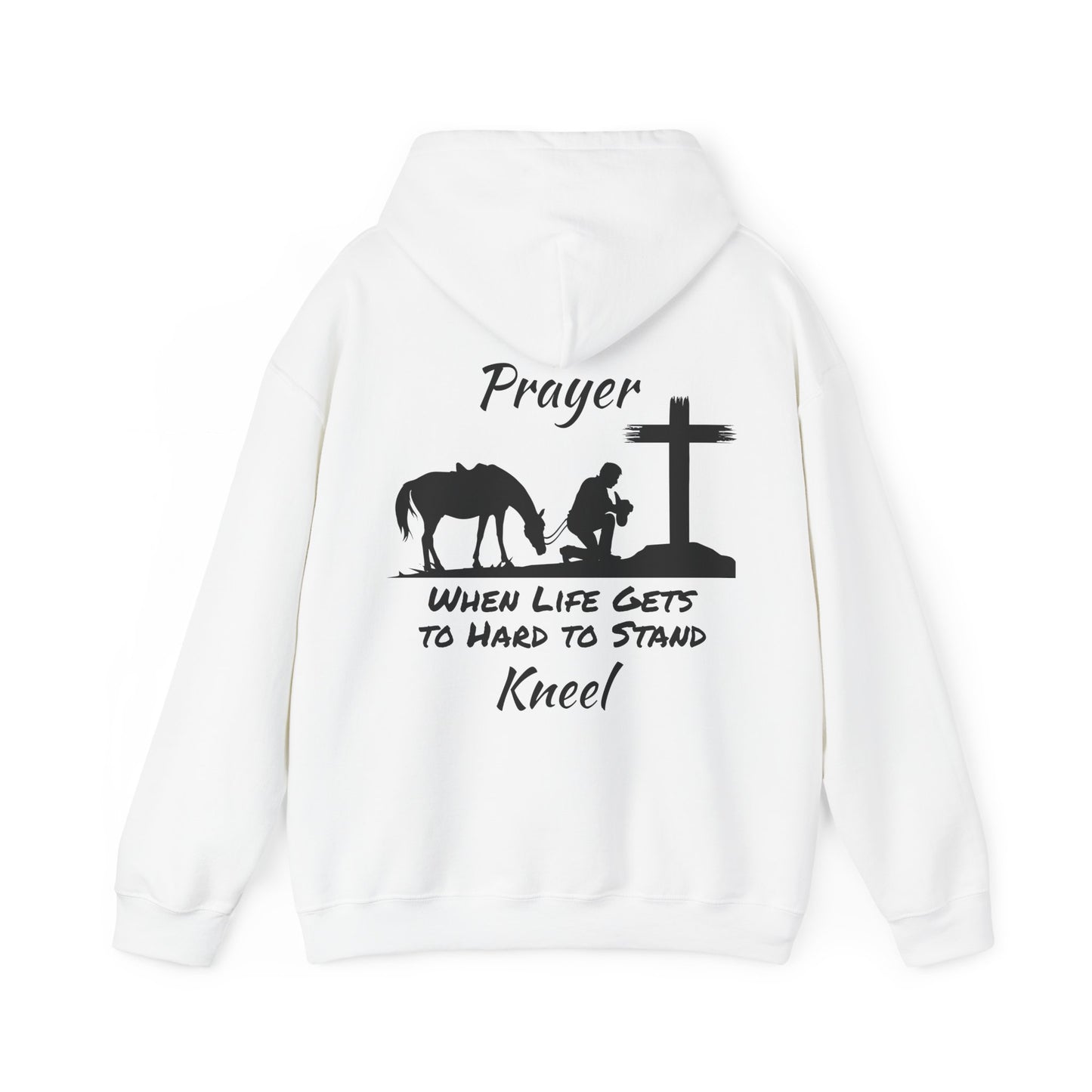 Prayer - when life gets to hard to stand - Kneel - Unisex Heavy Blend Hooded Sweatshirt