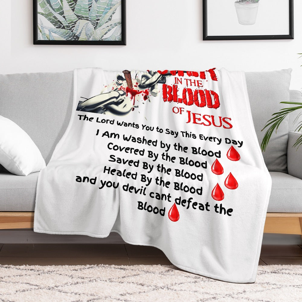 There's Power in the Blood of Jesus Custom super soft blanket Made in USA