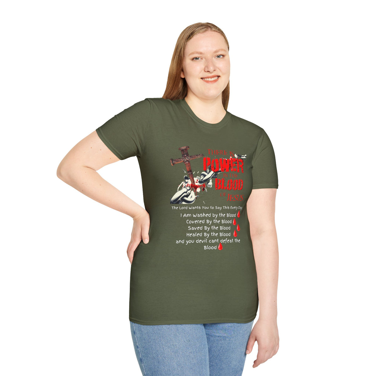 There's Power in the Blood of Jesus T-Shirt — Christian Cross Faith Shirt (Washed by the Blood)