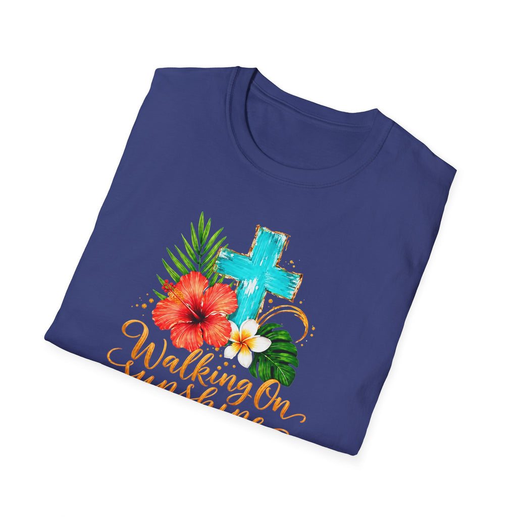 Walking on Sunshine & Jesus Floral Cross T-Shirt