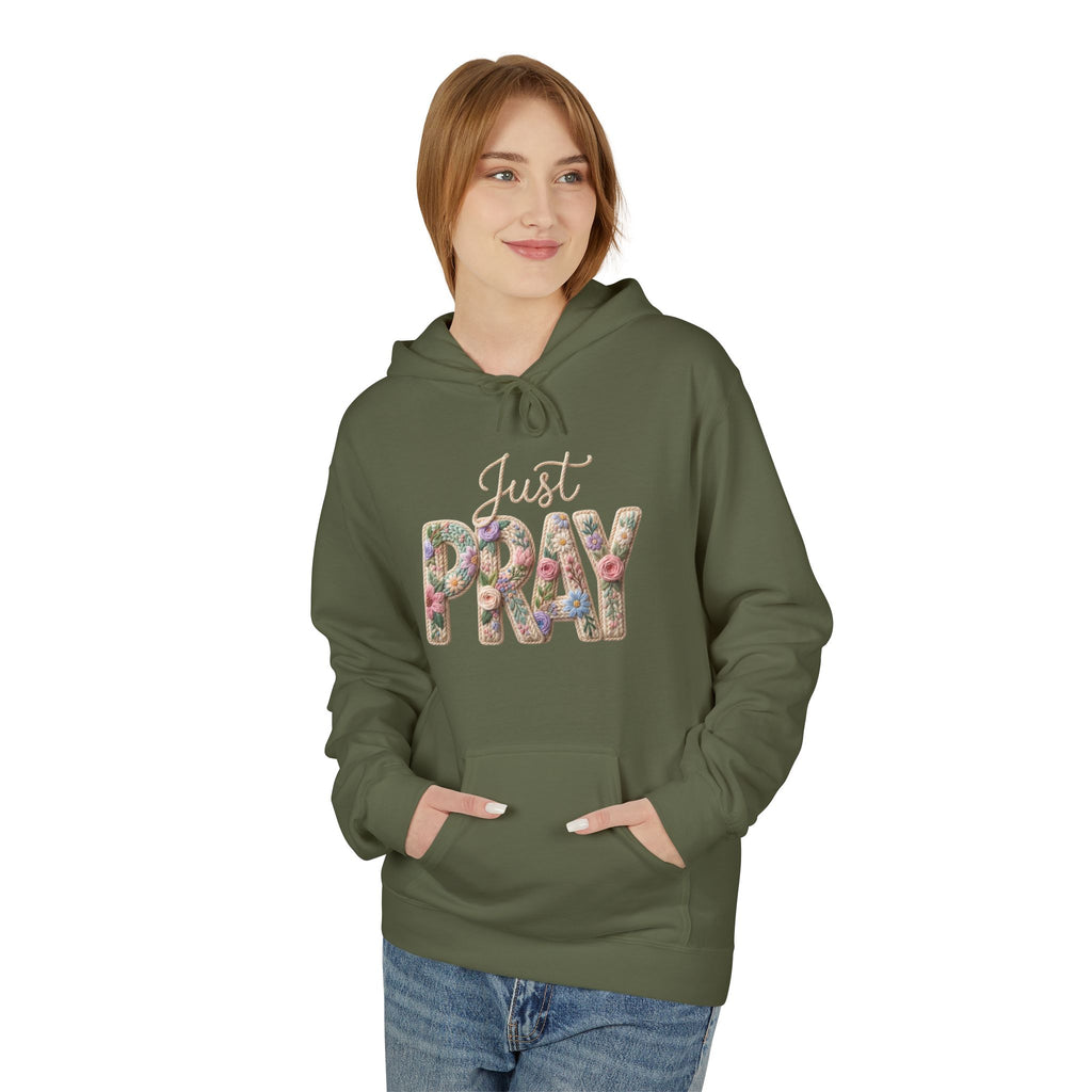 Just Pray floral letters Hoodie | Faith Christian sweatshirt design