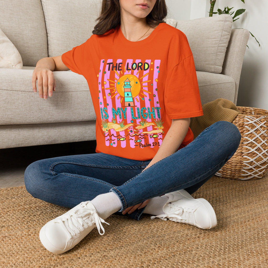 The Lord Is My Light Lighthouse Christian T-Shirt — Psalm 27:1  Inspirational Tee