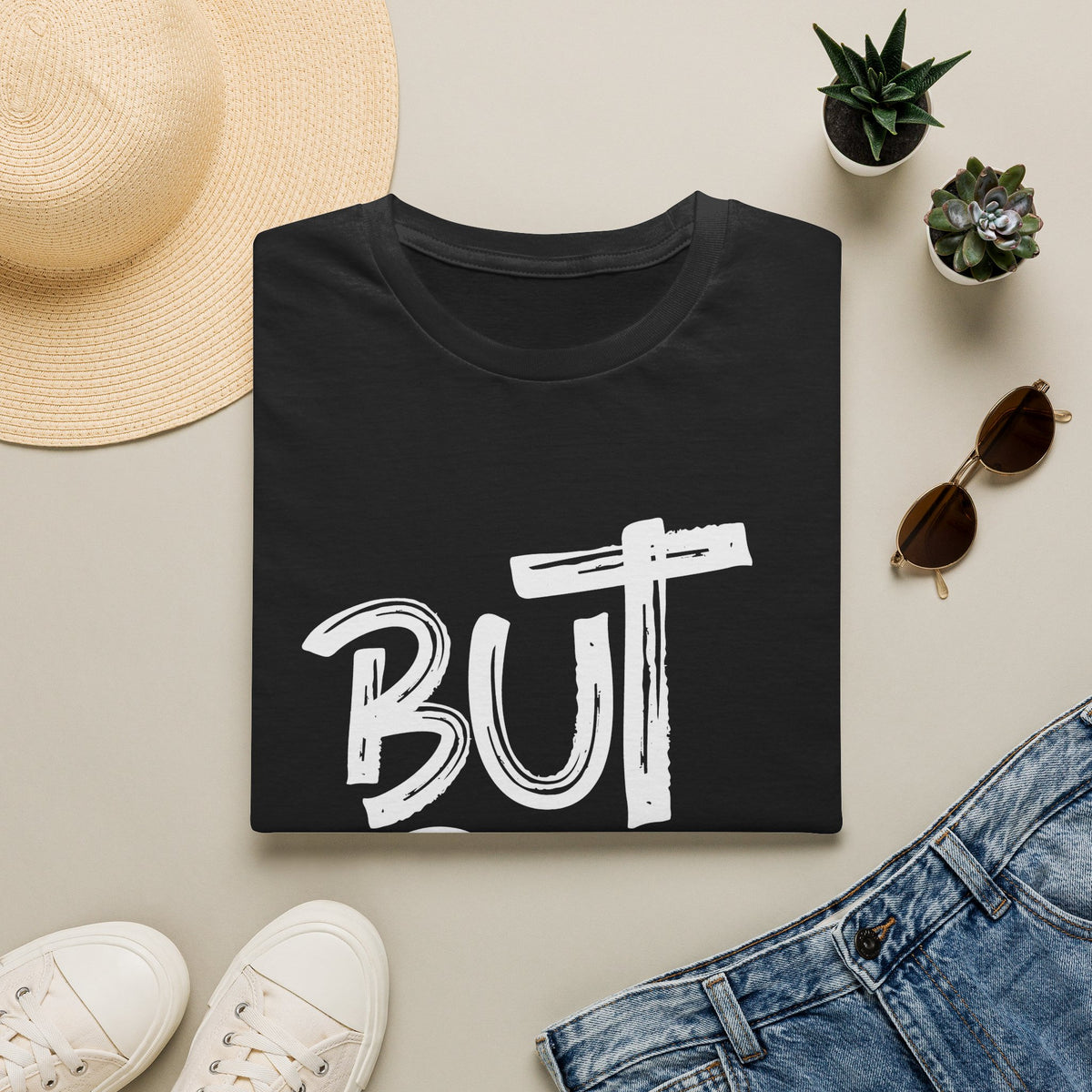 But GOD - Mens and Womans  Softstyle T-Shirt