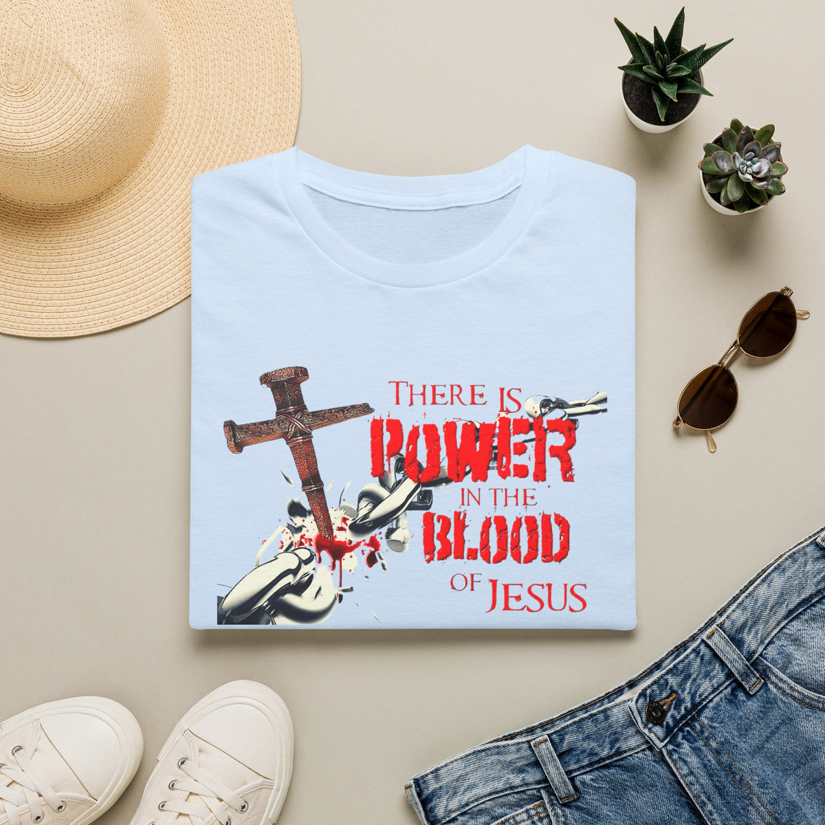 Jesus Blood Cross T-Shirt — "There Is Power In The Blood of Jesus" Christian Tee