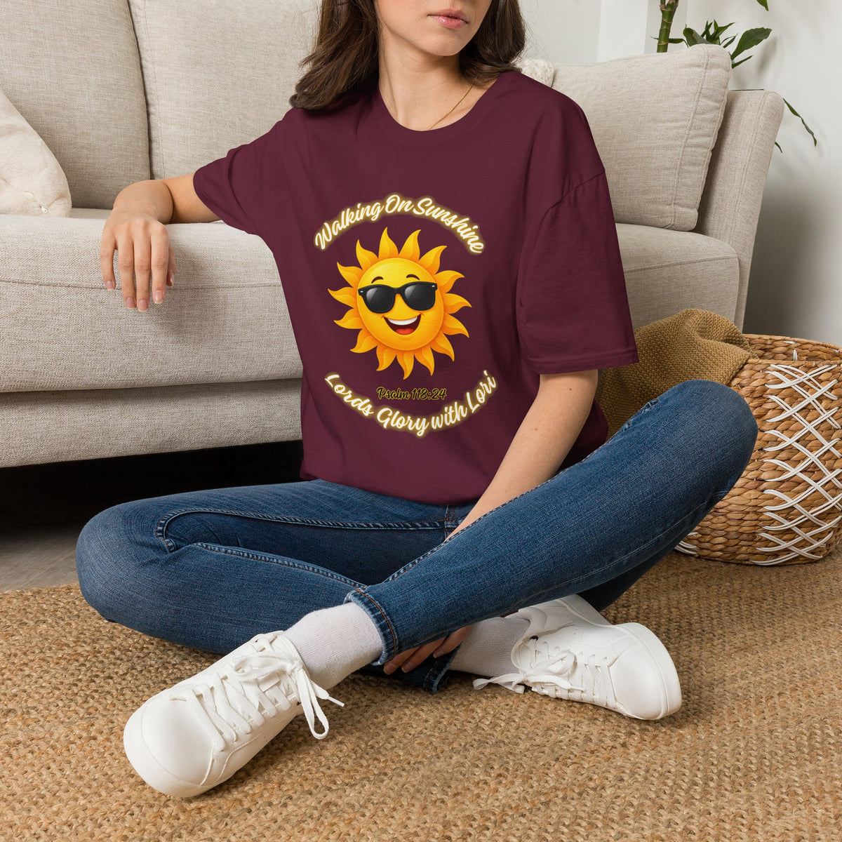 Sunshine Smiles T-Shirt — Sunglasses Sun with Psalm 118:24 Inspirational Tee