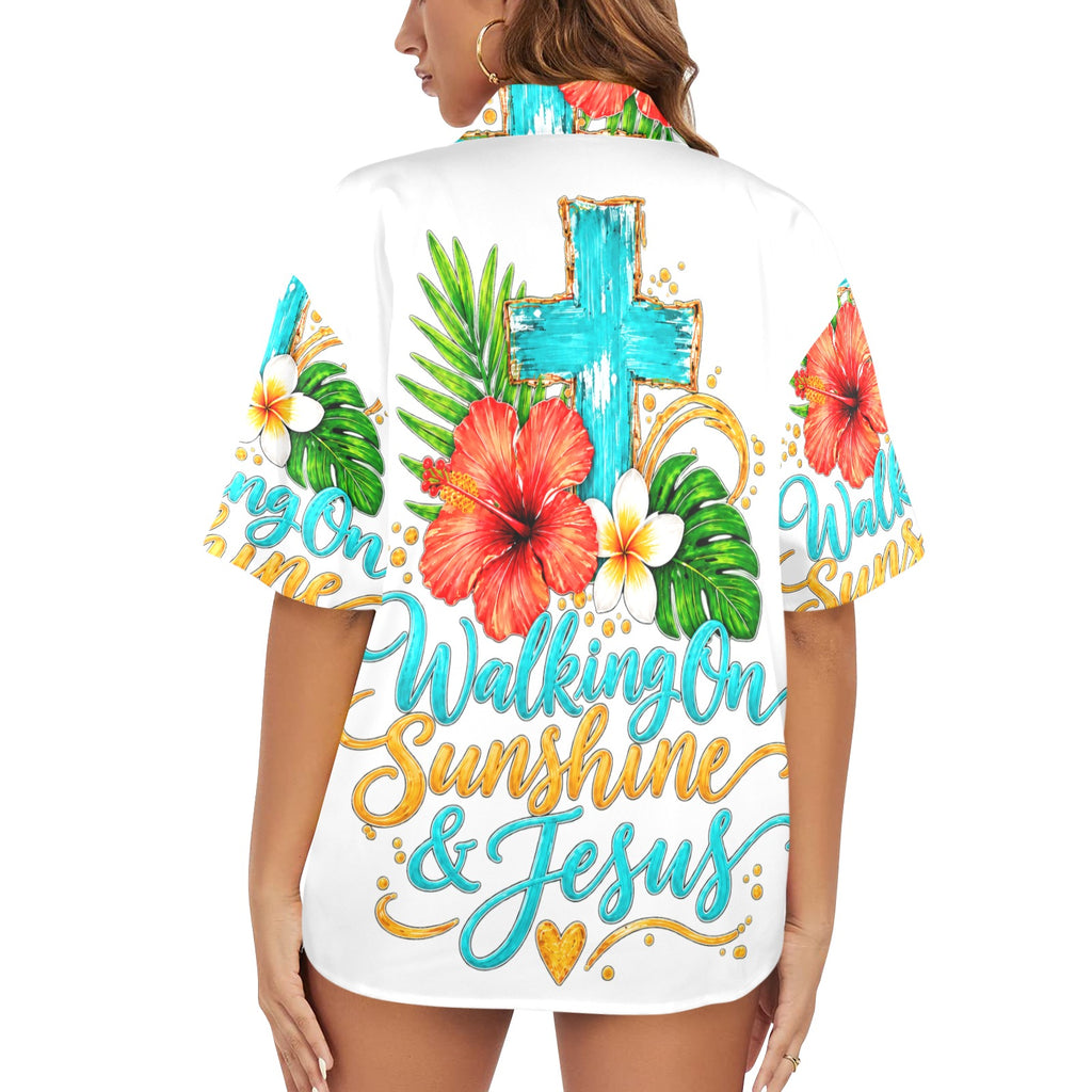 Women's All Over Print Hawaiian Shirt （Made in USA，Ships to USA Only）