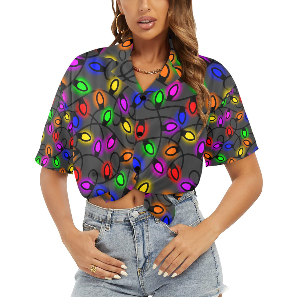 Christmas Lights Women's All Over Print Holiday Shirt Made in USA