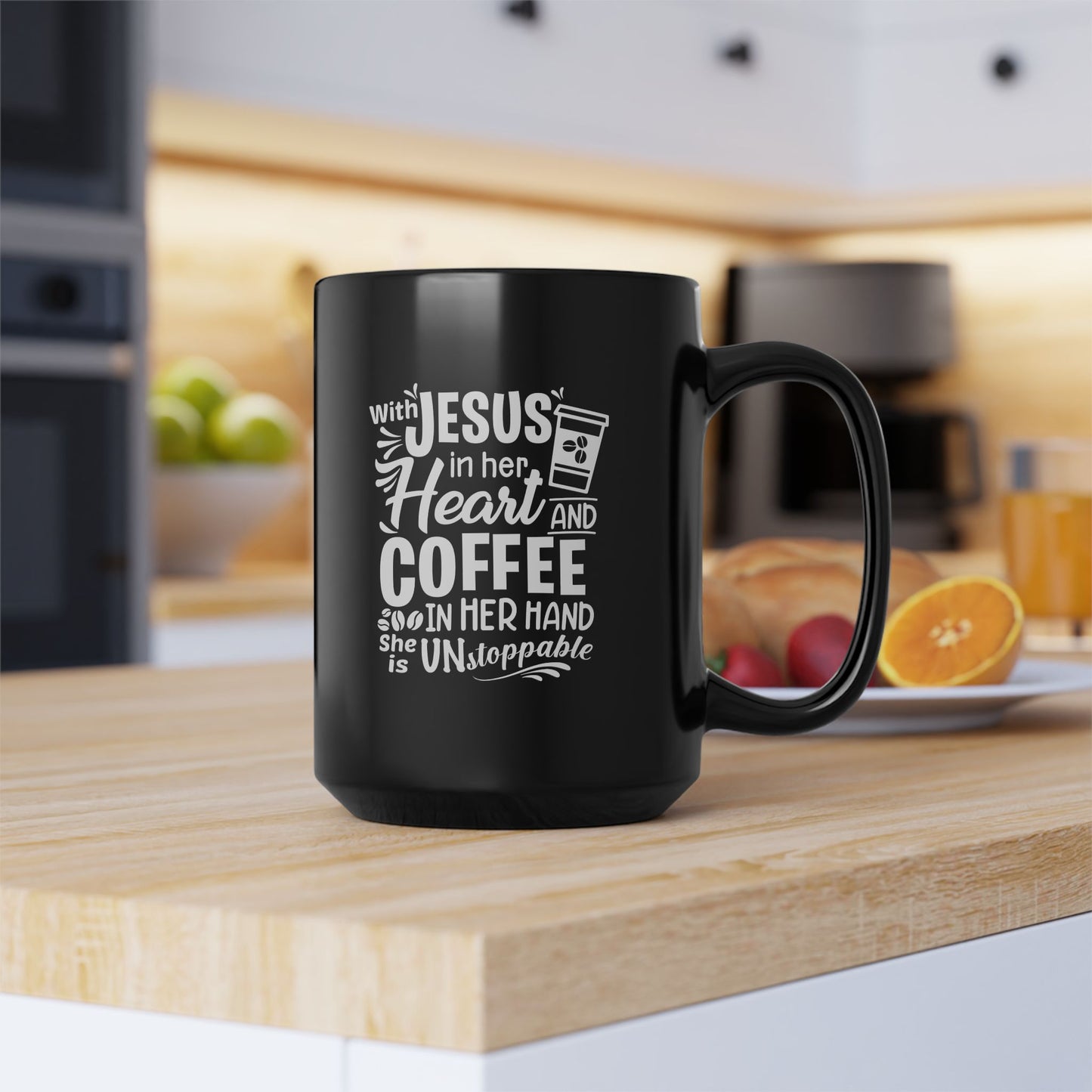 JESUS and Coffee - Black Mug 15oz