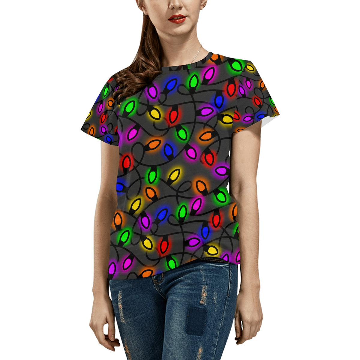 Christmas Lights Women's All Over Print T-shirt  Made In USA