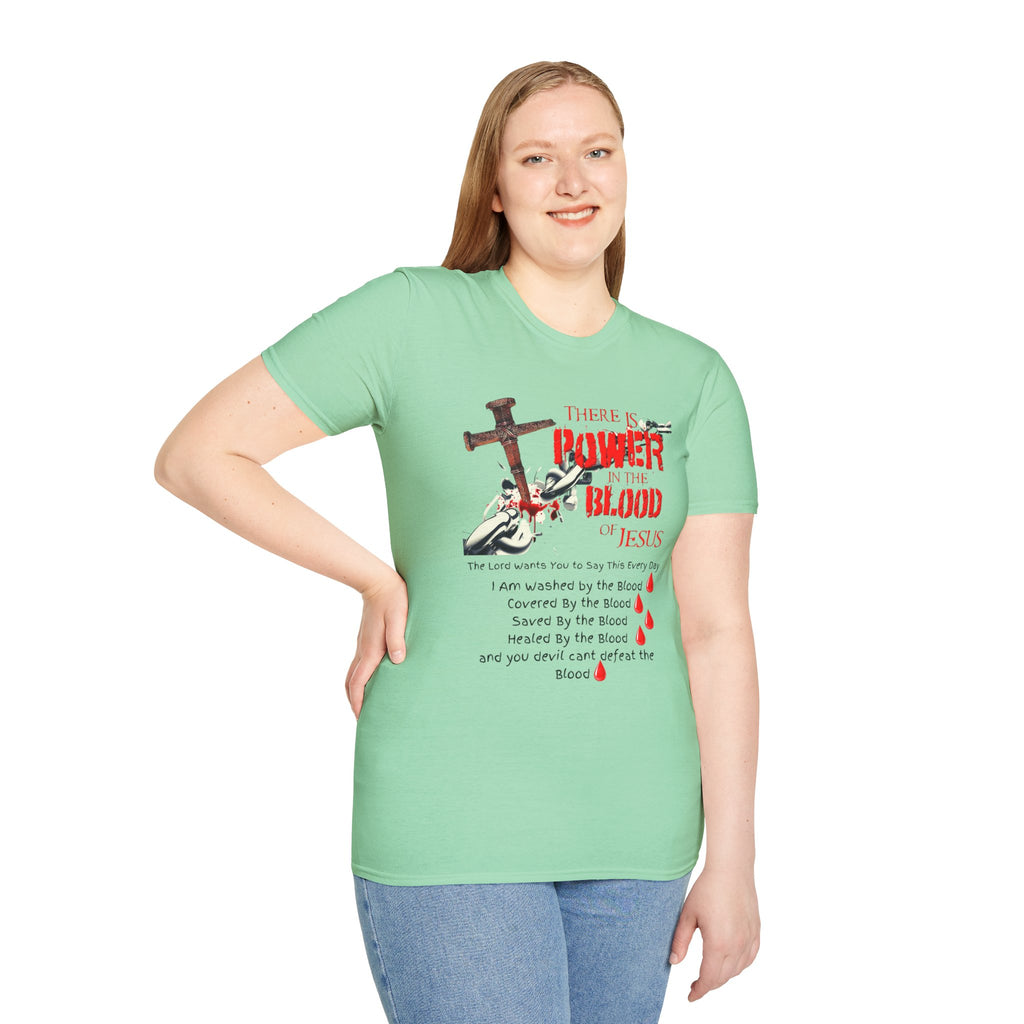 Jesus Blood Cross T-Shirt — "There Is Power In The Blood of Jesus" Christian Tee