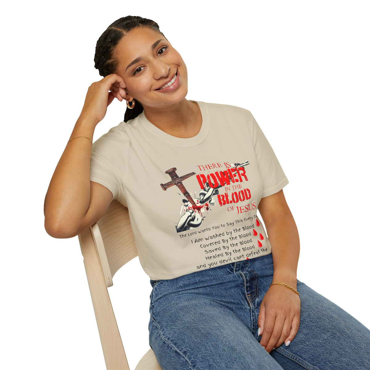 Jesus Blood Cross T-Shirt — "There Is Power In The Blood of Jesus" Christian Tee