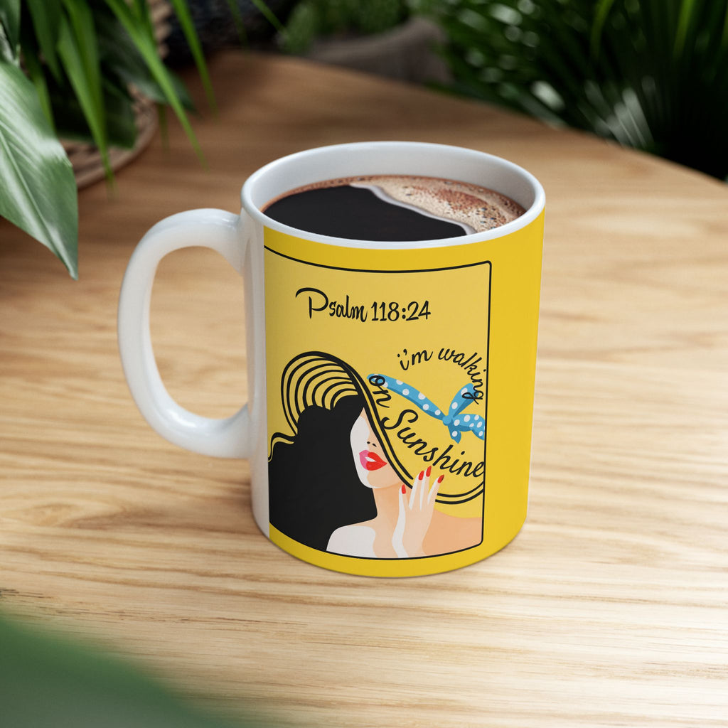 Lords Glory Psalm 118:24 Sunshine Ceramic Mug – Inspirational ‘Walking on Sunshine’ Design (11oz, 15oz)