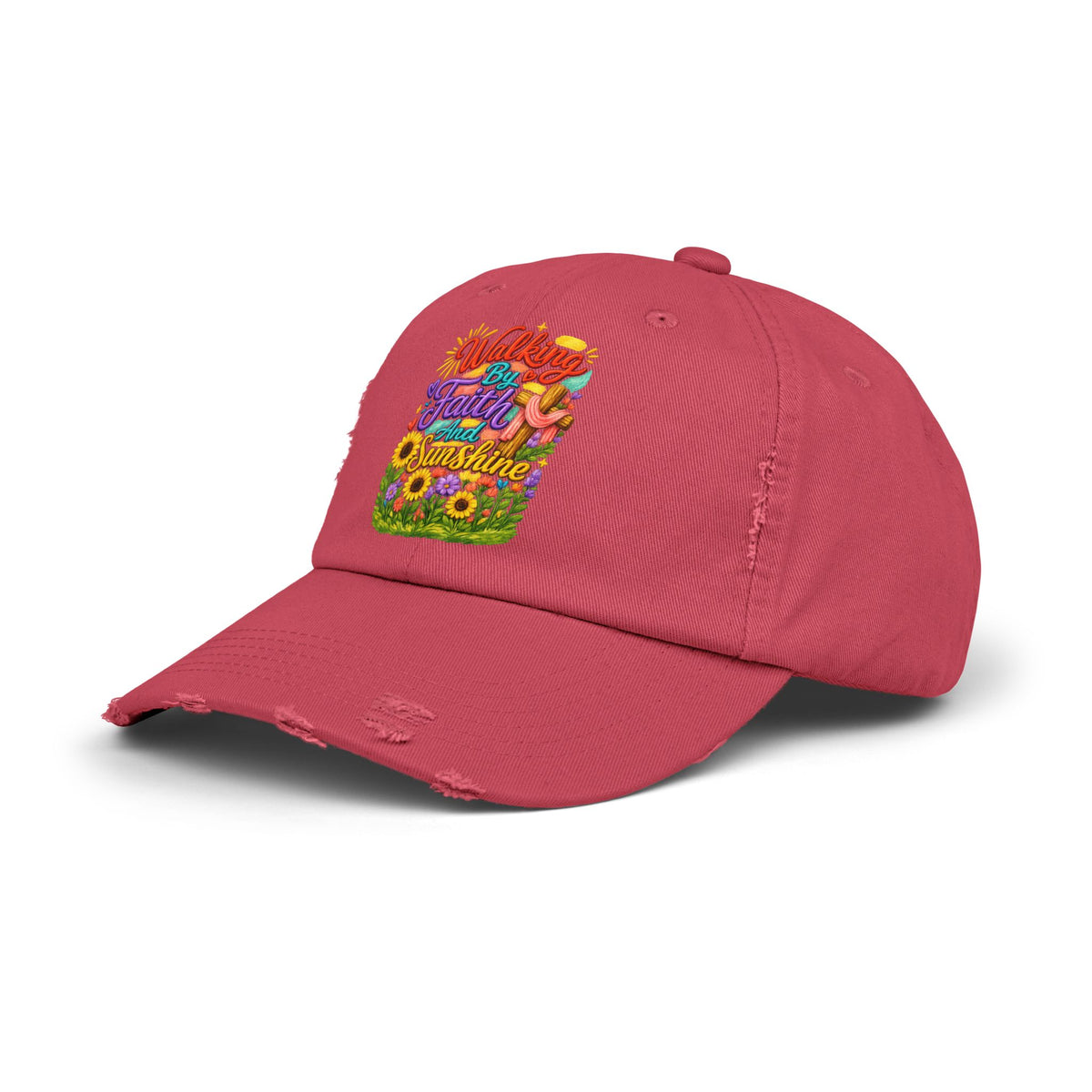 Walking by Faith and Sunshine Distressed Baseball Cap