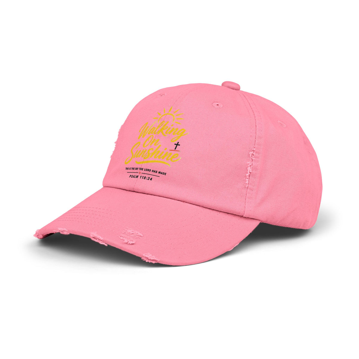 Walking on Sunshine Distressed Cap – Christian Sunshine Baseball Hat (Psalm 118:24)