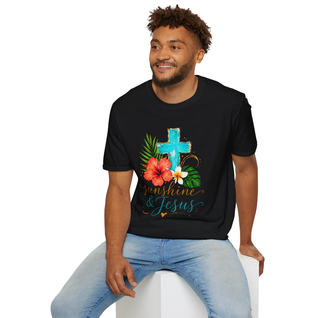 Sunshine & Jesus T-Shirt — Tropical Cross Christian Tee
