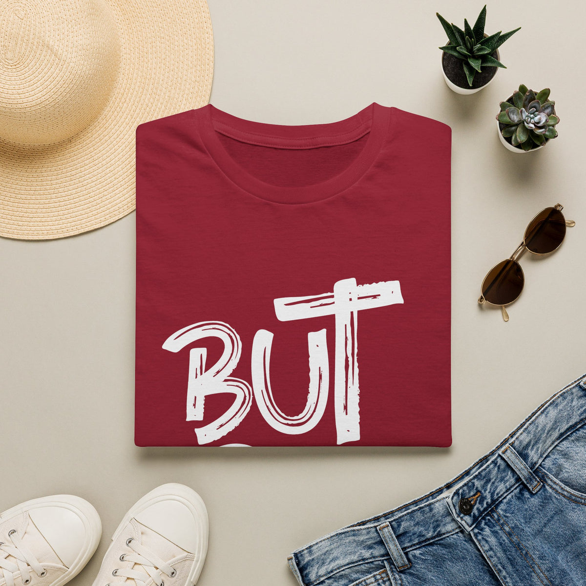 But GOD - Mens and Womans  Softstyle T-Shirt