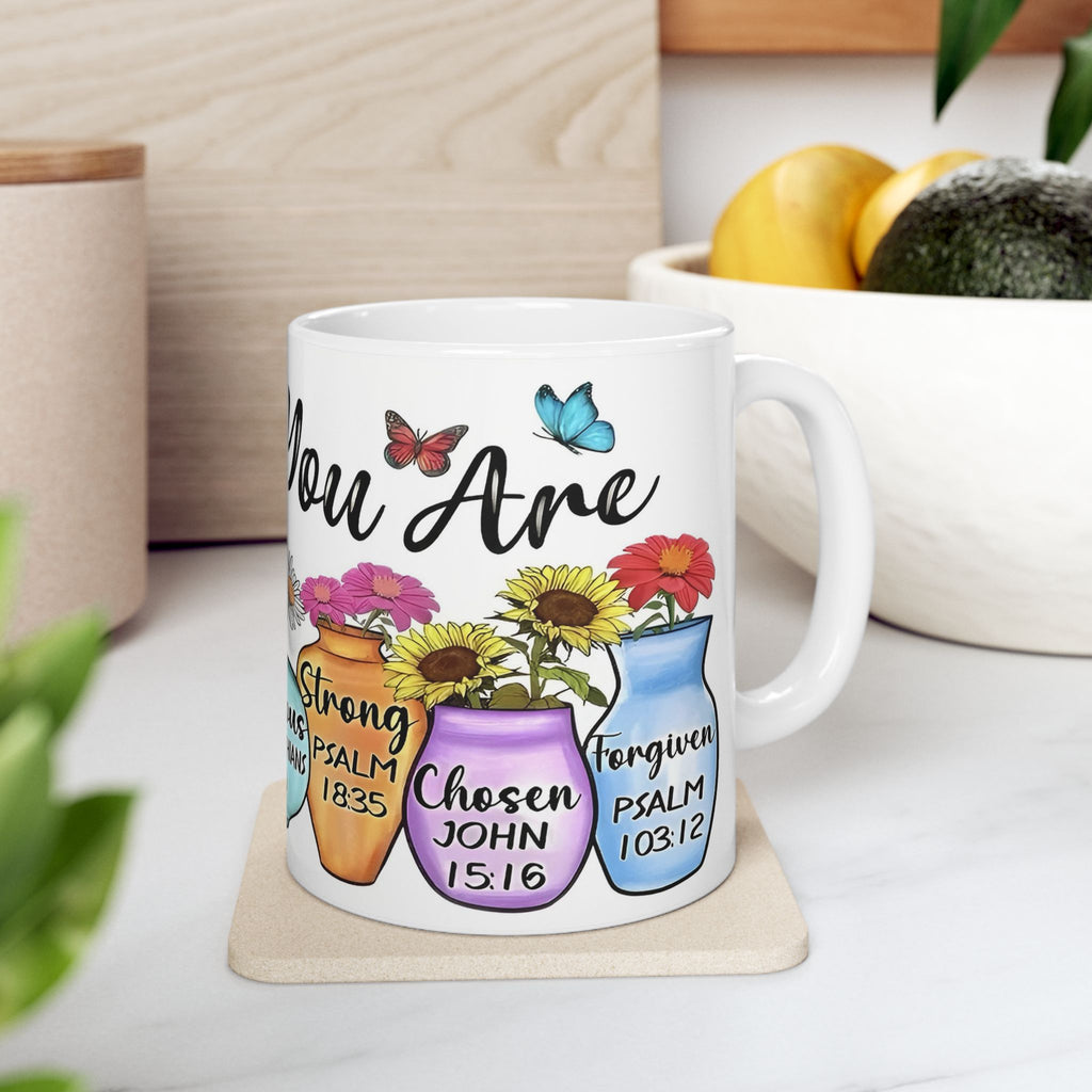 GOD Says You Are - Love Me Floral Bible Verse Ceramic Mug