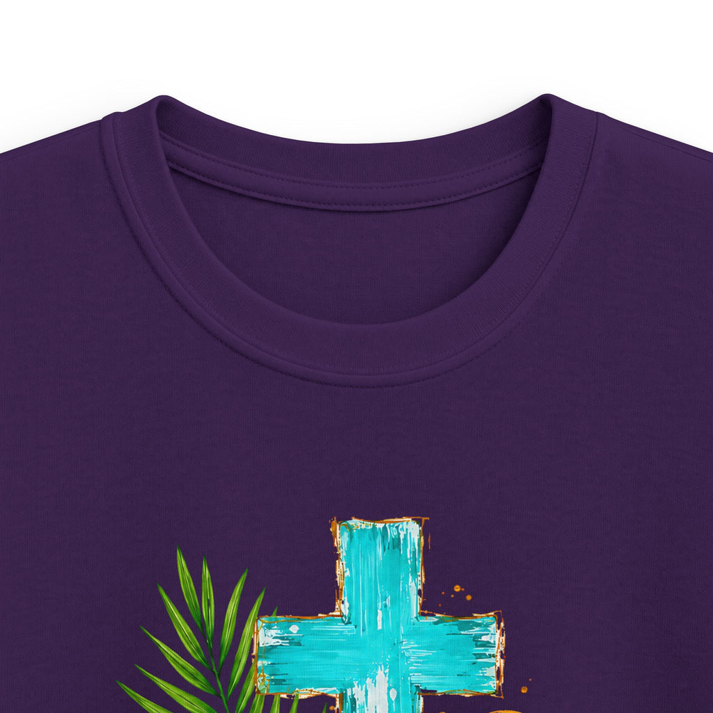 Kids Tee — Sunshine & Jesus Floral Cross Christian Graphic
