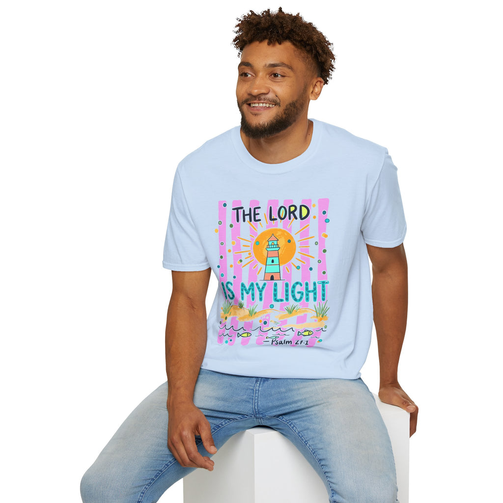 The Lord Is My Light Lighthouse Christian T-Shirt — Psalm 27:1  Inspirational Tee