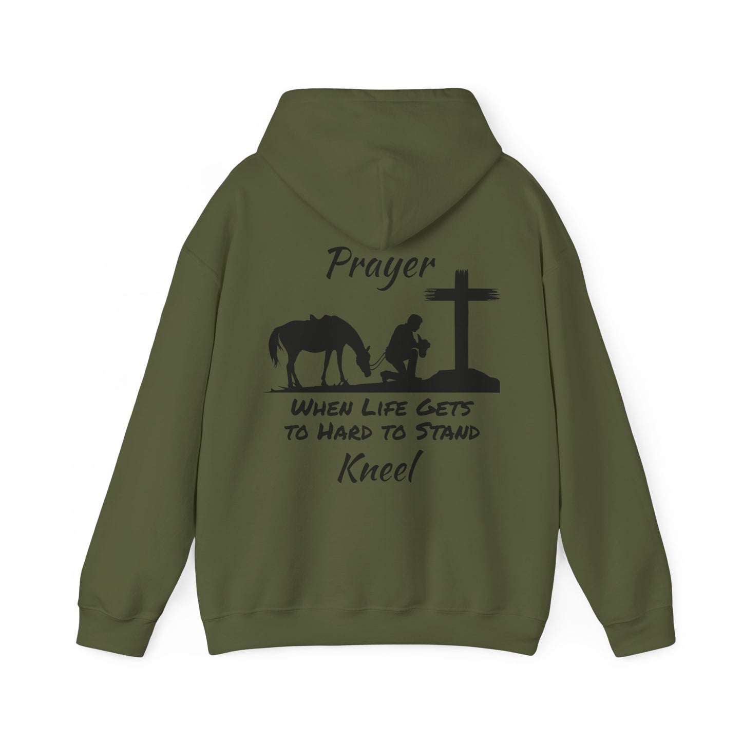 Prayer - when life gets to hard to stand - Kneel - Unisex Heavy Blend Hooded Sweatshirt