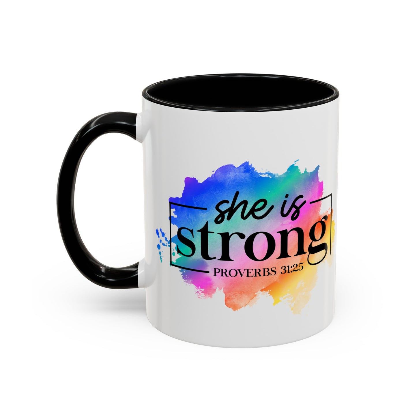 SHE IS STRONG - 5 Colors Accent Coffee Mug, 11oz