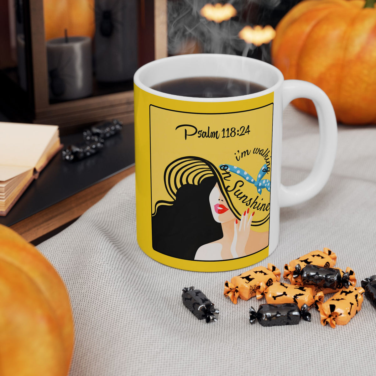 Lords Glory Psalm 118:24 Sunshine Ceramic Mug – Inspirational ‘Walking on Sunshine’ Design (11oz, 15oz)