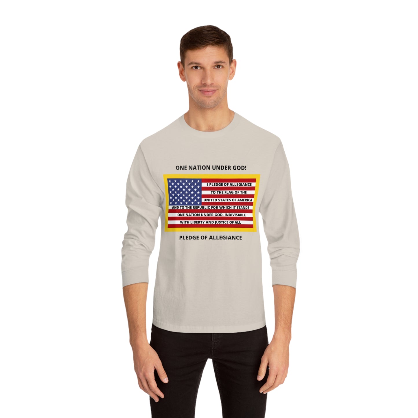 Pledge of Allegiance One Nation Under GOD! Ultra Cotton Long Sleeve Tee